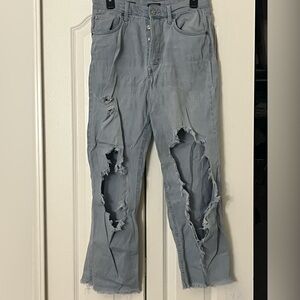 Wild Fable Light Gray Distressed Straight Leg Jeans